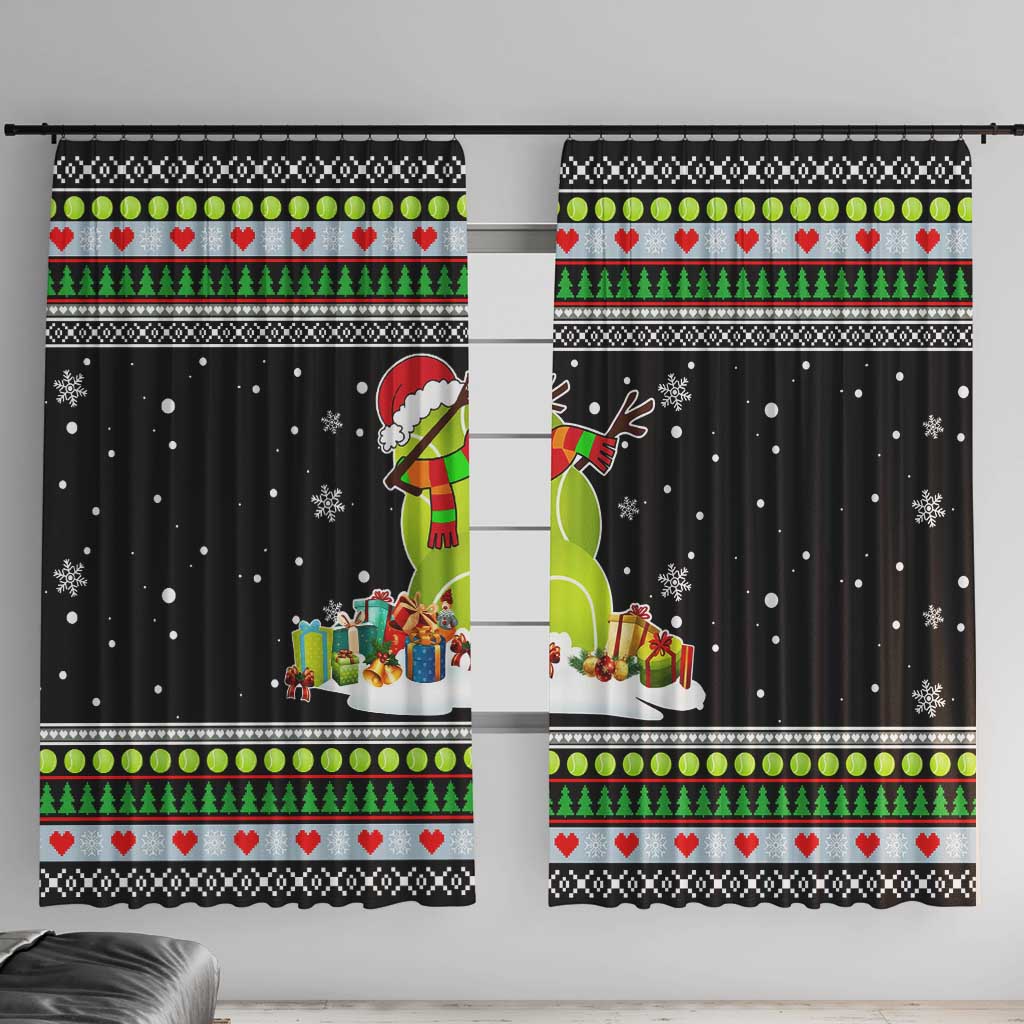 Christmas Tennis Snowman Window Curtain Xmas Holiday Patterns - Wonder Print Shop