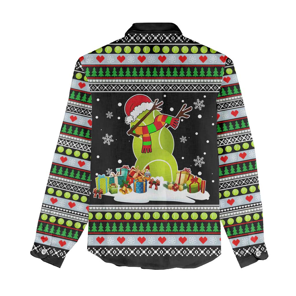 Christmas Tennis Snowman Women Casual Shirt Xmas Holiday Patterns - Wonder Print Shop