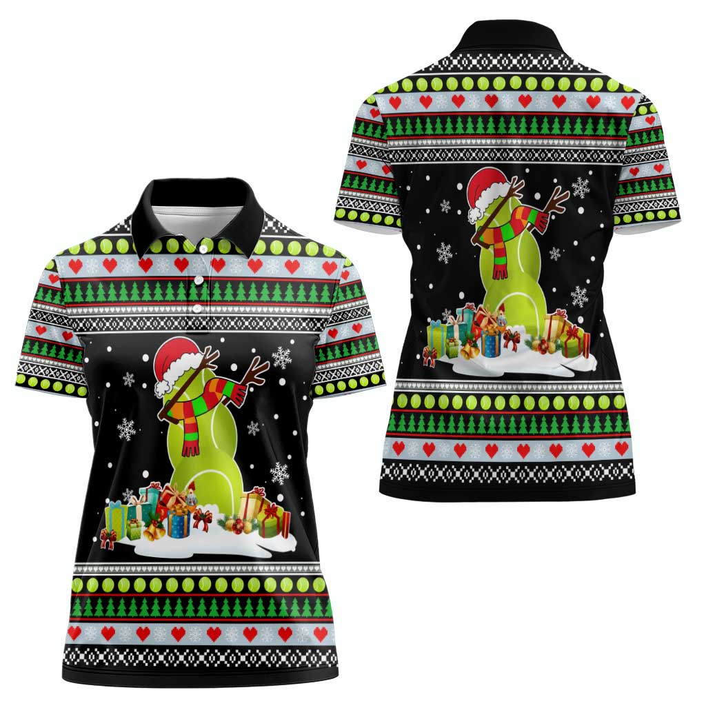 Christmas Tennis Snowman Women Polo Shirt Xmas Holiday Patterns - Wonder Print Shop