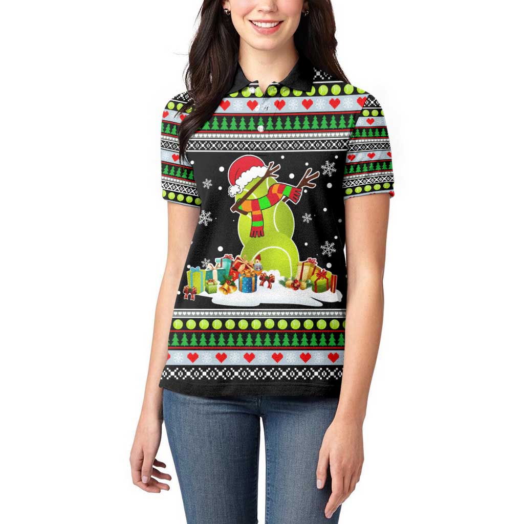Christmas Tennis Snowman Women Polo Shirt Xmas Holiday Patterns - Wonder Print Shop