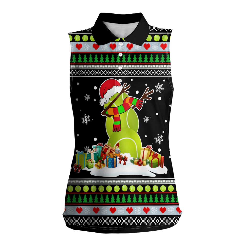 Christmas Tennis Snowman Women Sleeveless Polo Shirt Xmas Holiday Patterns - Wonder Print Shop
