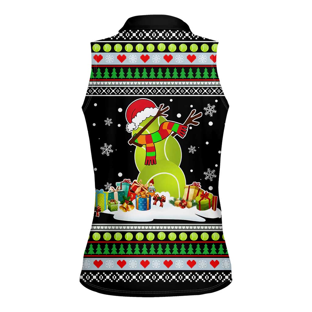 Christmas Tennis Snowman Women Sleeveless Polo Shirt Xmas Holiday Patterns - Wonder Print Shop