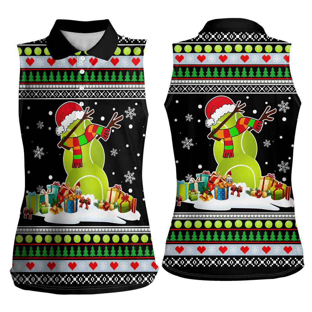 Christmas Tennis Snowman Women Sleeveless Polo Shirt Xmas Holiday Patterns - Wonder Print Shop