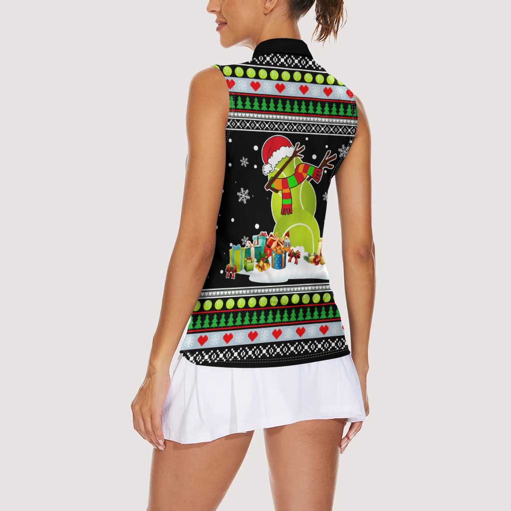 Christmas Tennis Snowman Women Sleeveless Polo Shirt Xmas Holiday Patterns - Wonder Print Shop