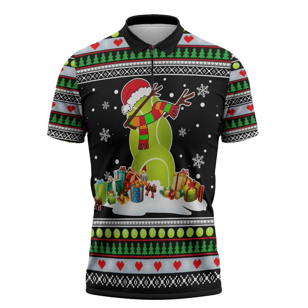 Christmas Tennis Snowman Zipper Polo Shirt Xmas Holiday Patterns - Wonder Print Shop