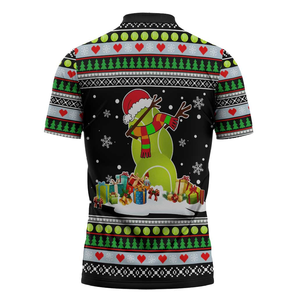 Christmas Tennis Snowman Zipper Polo Shirt Xmas Holiday Patterns - Wonder Print Shop