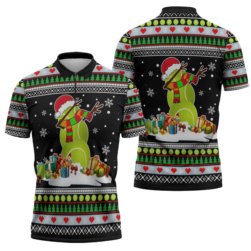 Christmas Tennis Snowman Zipper Polo Shirt Xmas Holiday Patterns - Wonder Print Shop