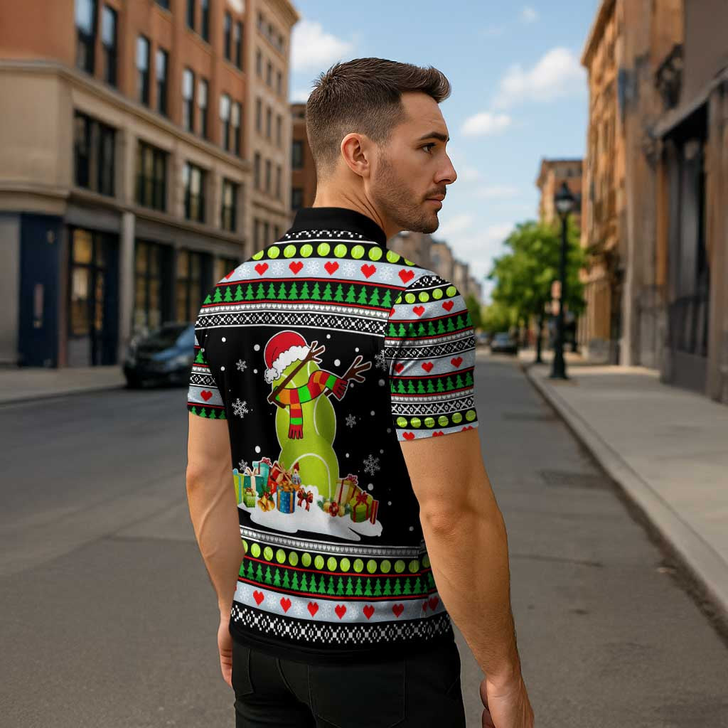Christmas Tennis Snowman Zipper Polo Shirt Xmas Holiday Patterns - Wonder Print Shop