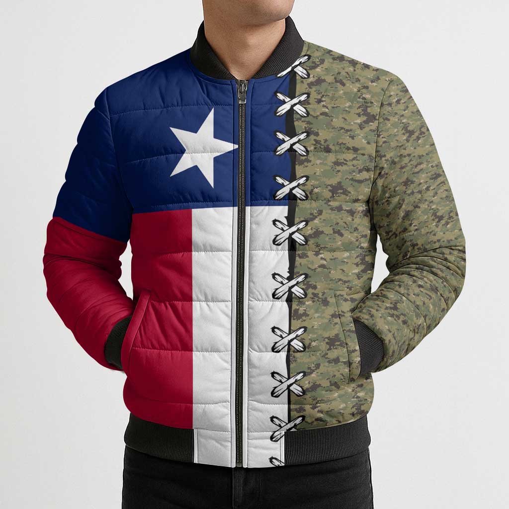 Christmas Texas Camo Bomber Puffer Jacket Xmas Holiday Patterns - Wonder Print Shop