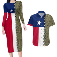 Christmas Texas Camo Couples Matching Long Sleeve Bodycon Dress and Hawaiian Shirt Xmas Holiday Patterns - Wonder Print Shop