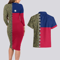 Christmas Texas Camo Couples Matching Long Sleeve Bodycon Dress and Hawaiian Shirt Xmas Holiday Patterns - Wonder Print Shop