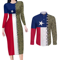 Christmas Texas Camo Couples Matching Long Sleeve Bodycon Dress and Long Sleeve Button Shirt Xmas Holiday Patterns - Wonder Print Shop