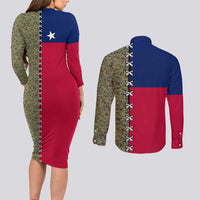Christmas Texas Camo Couples Matching Long Sleeve Bodycon Dress and Long Sleeve Button Shirt Xmas Holiday Patterns - Wonder Print Shop