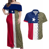 Christmas Texas Camo Couples Matching Off Shoulder Maxi Dress and Hawaiian Shirt Xmas Holiday Patterns - Wonder Print Shop