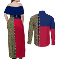 Christmas Texas Camo Couples Matching Off Shoulder Maxi Dress and Long Sleeve Button Shirt Xmas Holiday Patterns - Wonder Print Shop