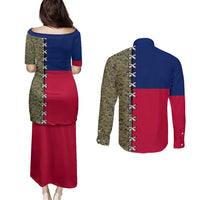 Christmas Texas Camo Couples Matching Puletasi and Long Sleeve Button Shirt Xmas Holiday Patterns - Wonder Print Shop