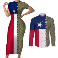 Christmas Texas Camo Couples Matching Short Sleeve Bodycon Dress and Long Sleeve Button Shirt Xmas Holiday Patterns - Wonder Print Shop