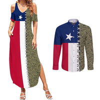 Christmas Texas Camo Couples Matching Summer Maxi Dress and Long Sleeve Button Shirt Xmas Holiday Patterns - Wonder Print Shop