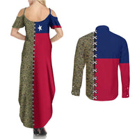 Christmas Texas Camo Couples Matching Summer Maxi Dress and Long Sleeve Button Shirt Xmas Holiday Patterns - Wonder Print Shop