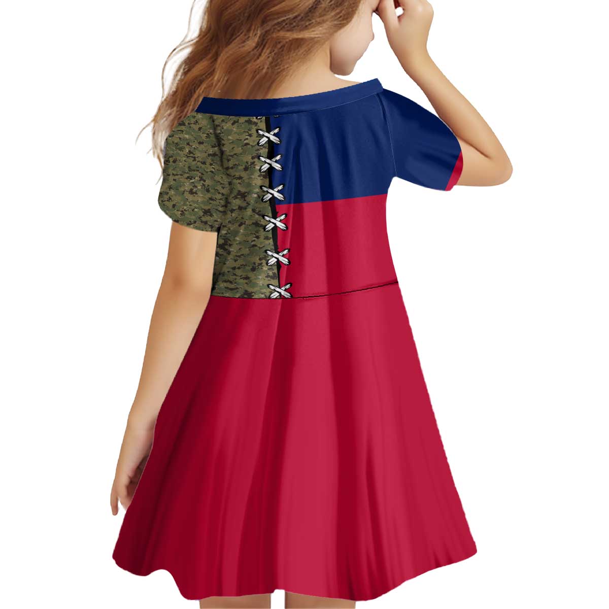 Christmas Texas Camo Kid Short Sleeve Dress Xmas Holiday Patterns - Wonder Print Shop