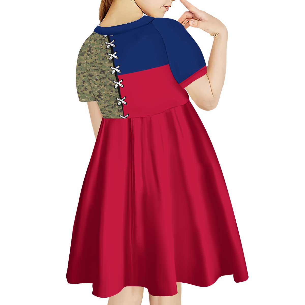 Christmas Texas Camo Kid Short Sleeve Dress Xmas Holiday Patterns - Wonder Print Shop