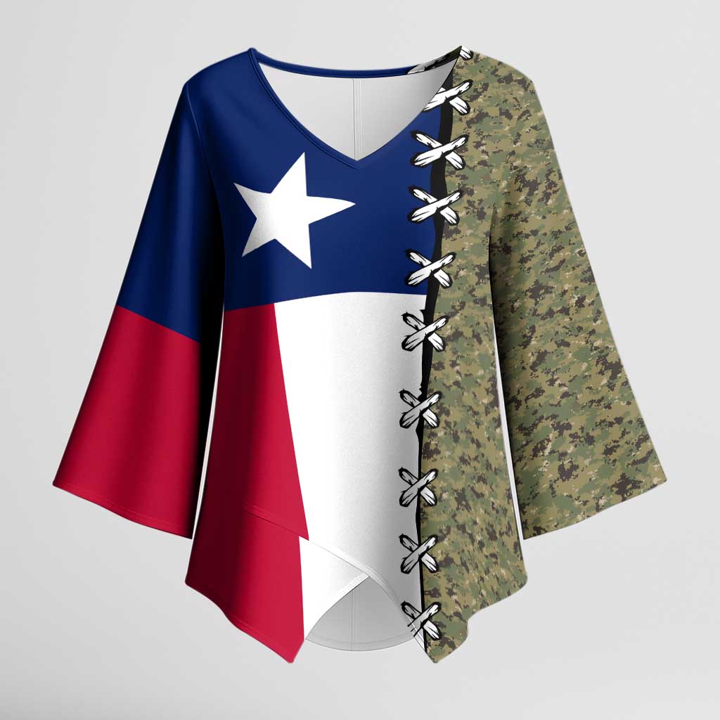 Christmas Texas Camo Kimono Sleeve Blouse Xmas Holiday Patterns - Wonder Print Shop