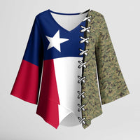 Christmas Texas Camo Kimono Sleeve Blouse Xmas Holiday Patterns - Wonder Print Shop