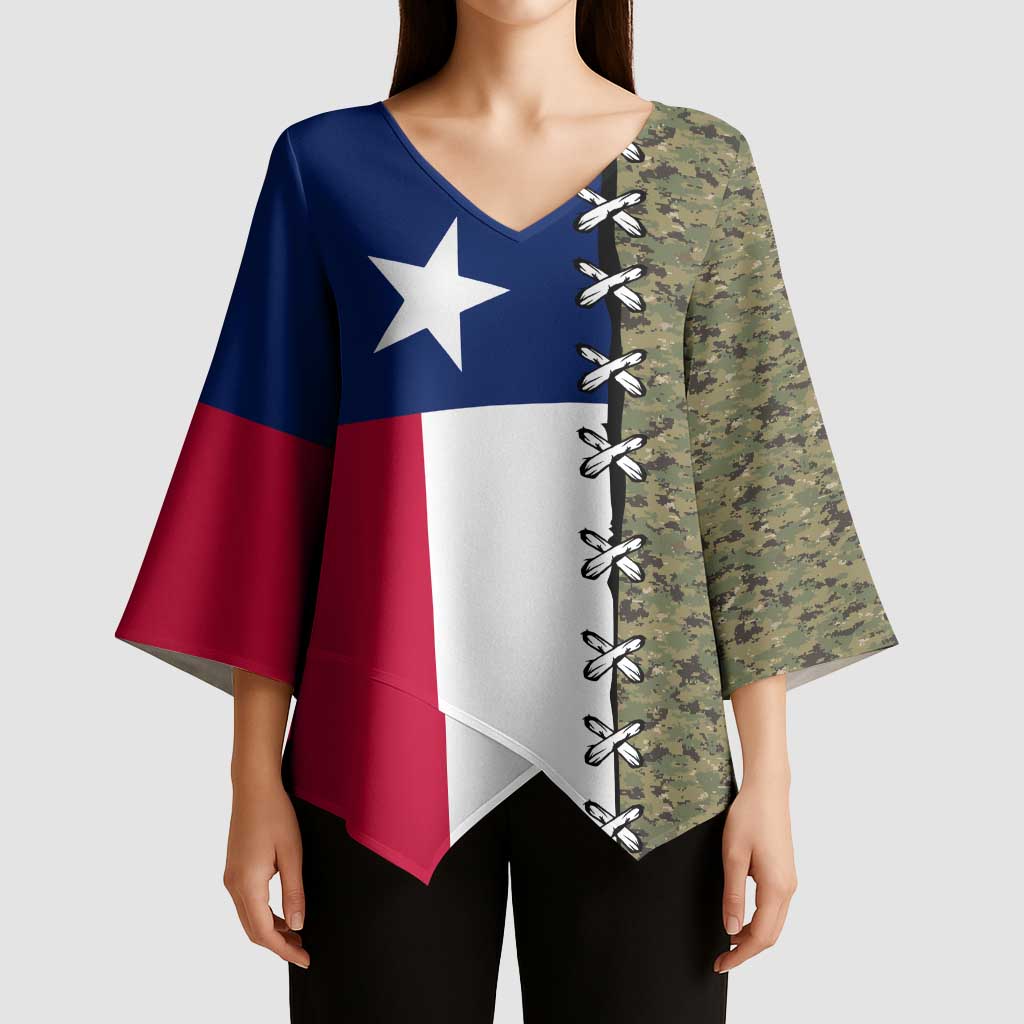 Christmas Texas Camo Kimono Sleeve Blouse Xmas Holiday Patterns - Wonder Print Shop