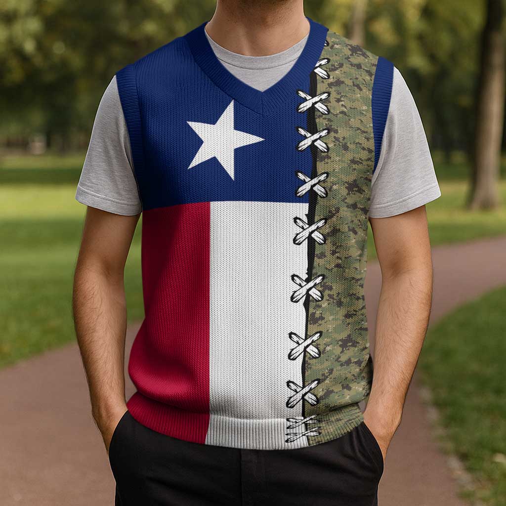 Christmas Texas Camo Christmas Knitted V-Neck Vest Xmas Holiday Patterns - Wonder Print Shop