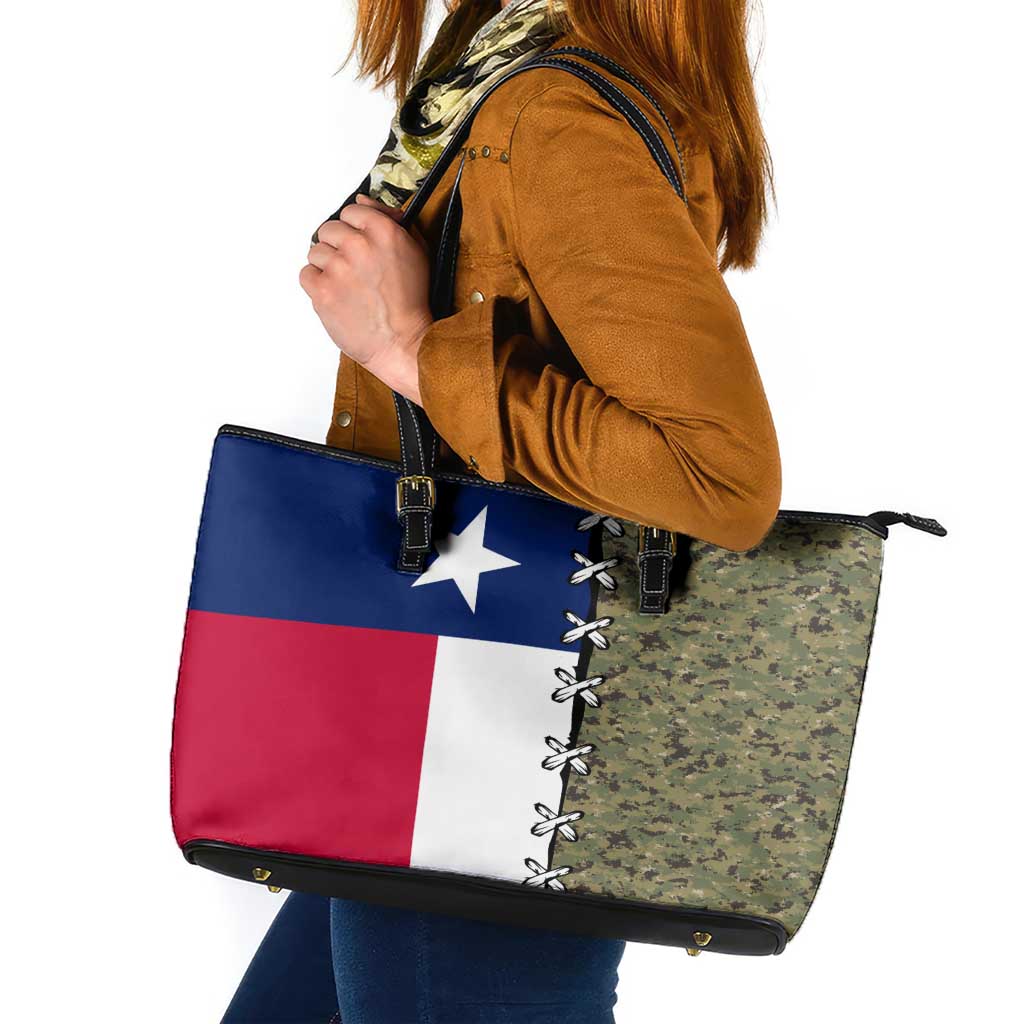 Christmas Texas Camo Leather Tote Bag Xmas Holiday Patterns - Wonder Print Shop
