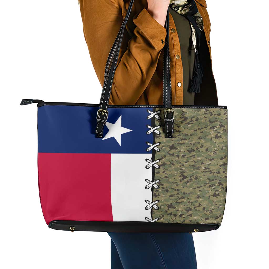 Christmas Texas Camo Leather Tote Bag Xmas Holiday Patterns - Wonder Print Shop