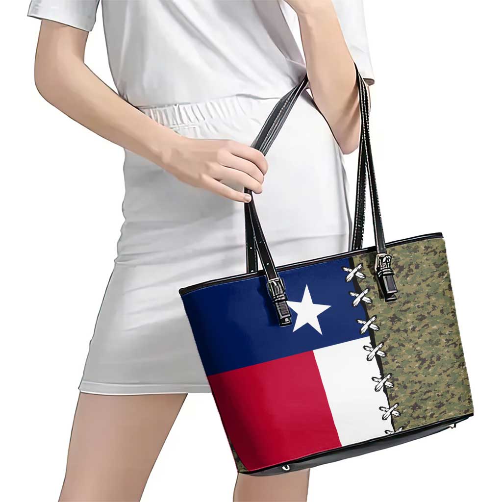 Christmas Texas Camo Leather Tote Bag Xmas Holiday Patterns - Wonder Print Shop