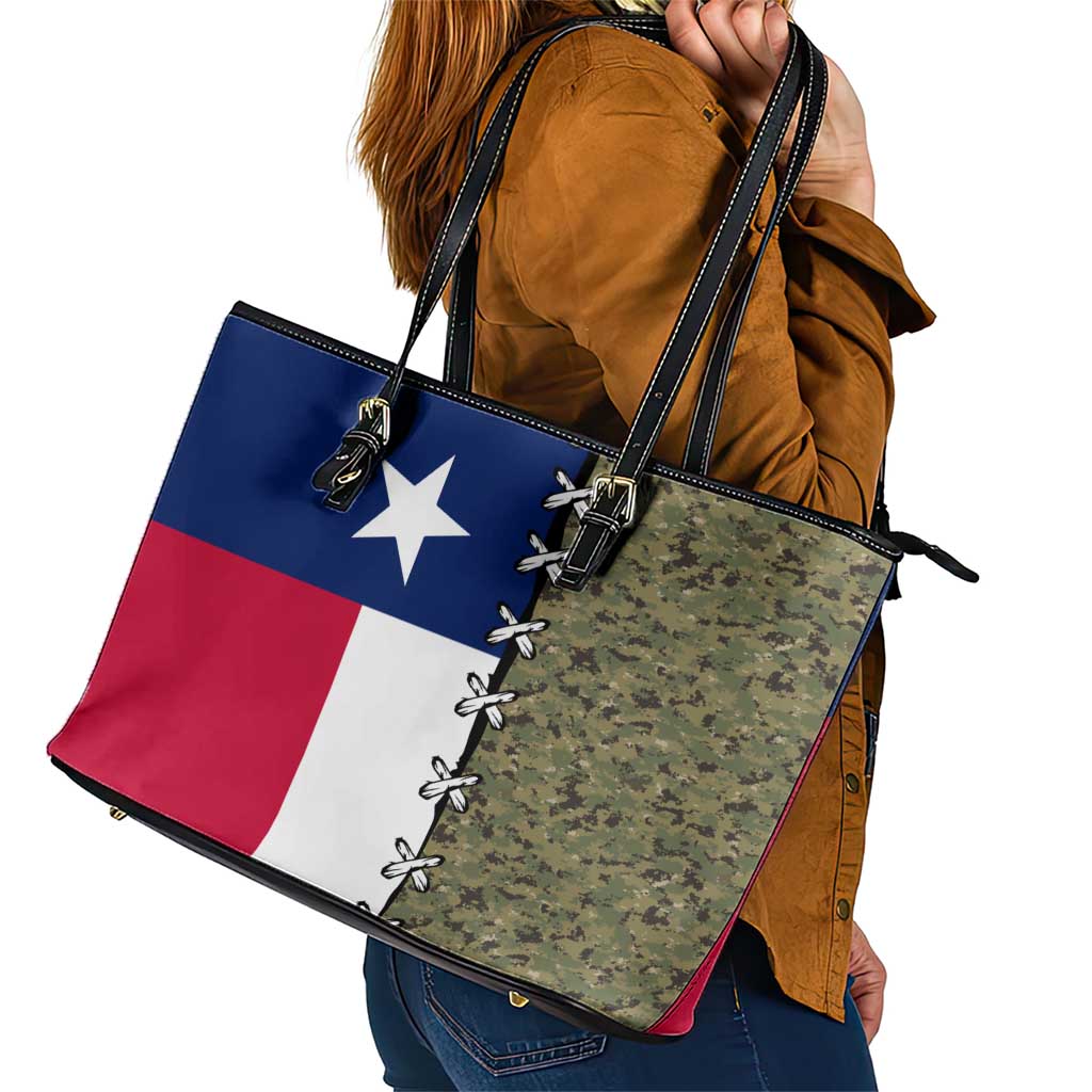 Christmas Texas Camo Leather Tote Bag Xmas Holiday Patterns - Wonder Print Shop