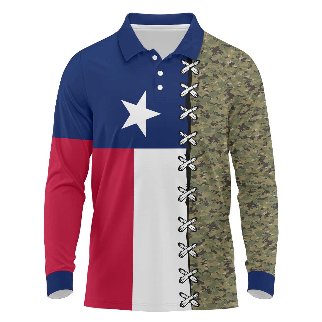 Christmas Texas Camo Long Sleeve Polo Shirt Xmas Holiday Patterns - Wonder Print Shop