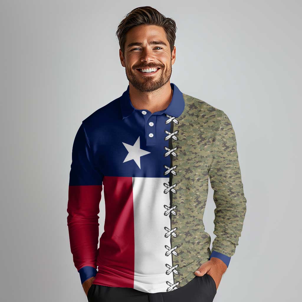 Christmas Texas Camo Long Sleeve Polo Shirt Xmas Holiday Patterns - Wonder Print Shop