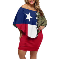 Christmas Texas Camo Off Shoulder Short Dress Xmas Holiday Patterns - Wonder Print Shop
