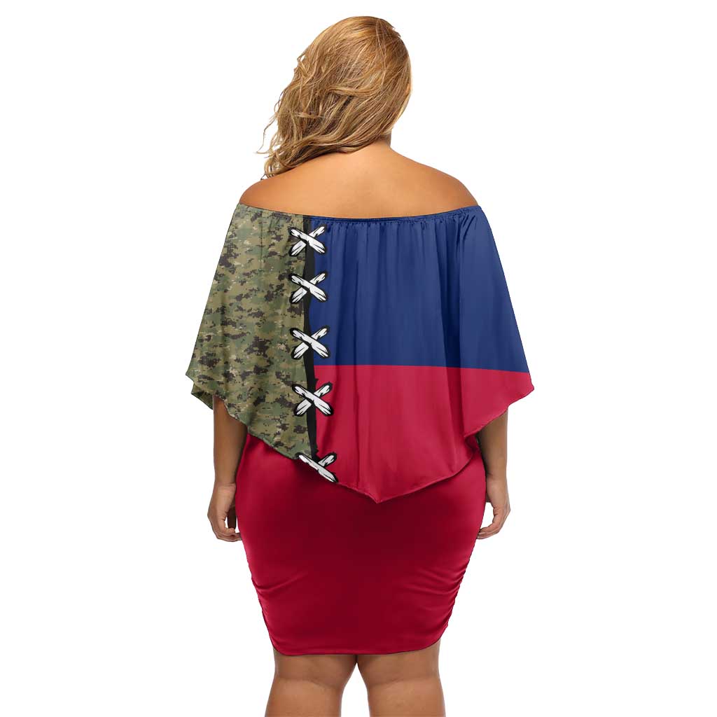 Christmas Texas Camo Off Shoulder Short Dress Xmas Holiday Patterns - Wonder Print Shop