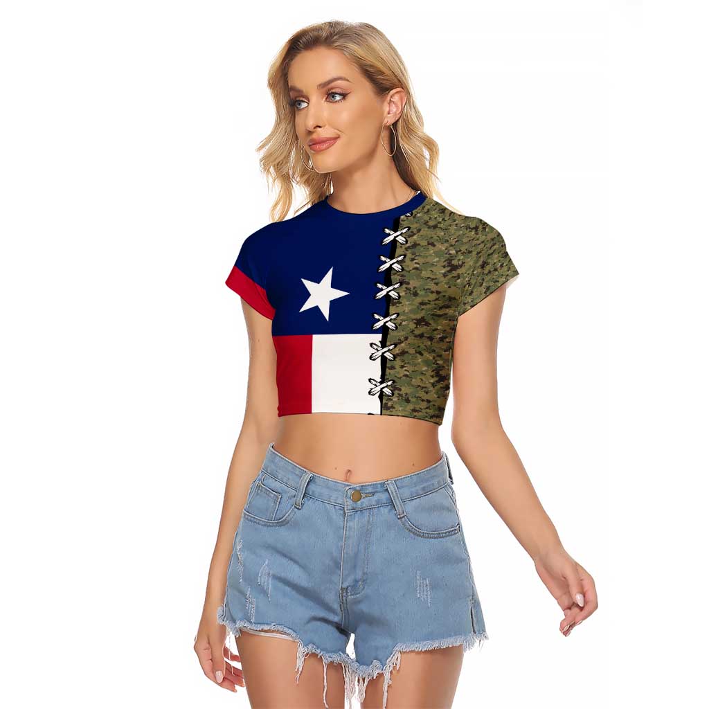 Christmas Texas Camo Raglan Cropped T Shirt Xmas Holiday Patterns - Wonder Print Shop