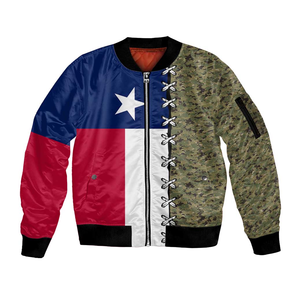 Christmas Texas Camo Sleeve Zip Bomber Jacket Xmas Holiday Patterns - Wonder Print Shop