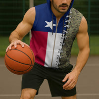 Christmas Texas Camo Sleeveless Zip Hoodie Xmas Holiday Patterns - Wonder Print Shop