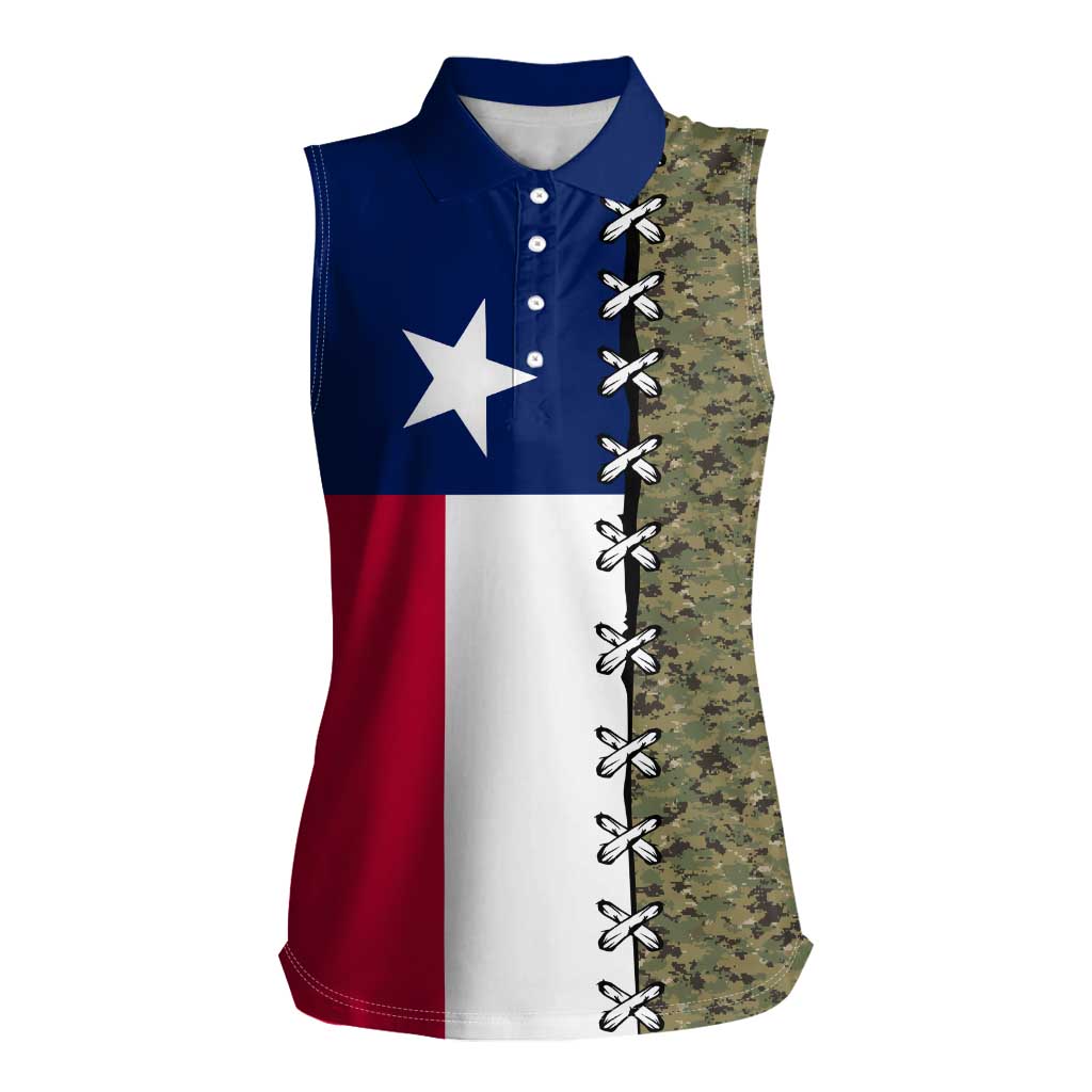 Christmas Texas Camo Women Sleeveless Polo Shirt Xmas Holiday Patterns - Wonder Print Shop