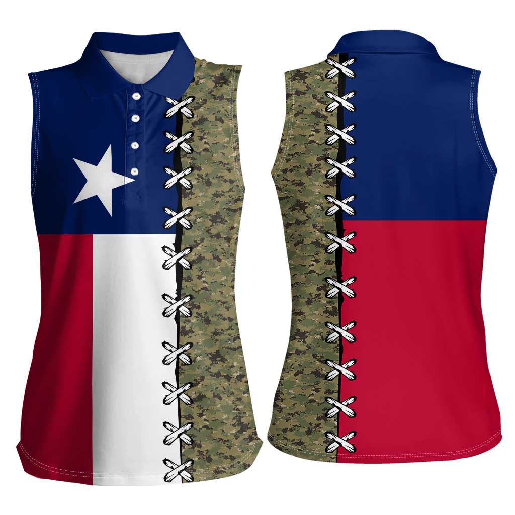 Christmas Texas Camo Women Sleeveless Polo Shirt Xmas Holiday Patterns - Wonder Print Shop