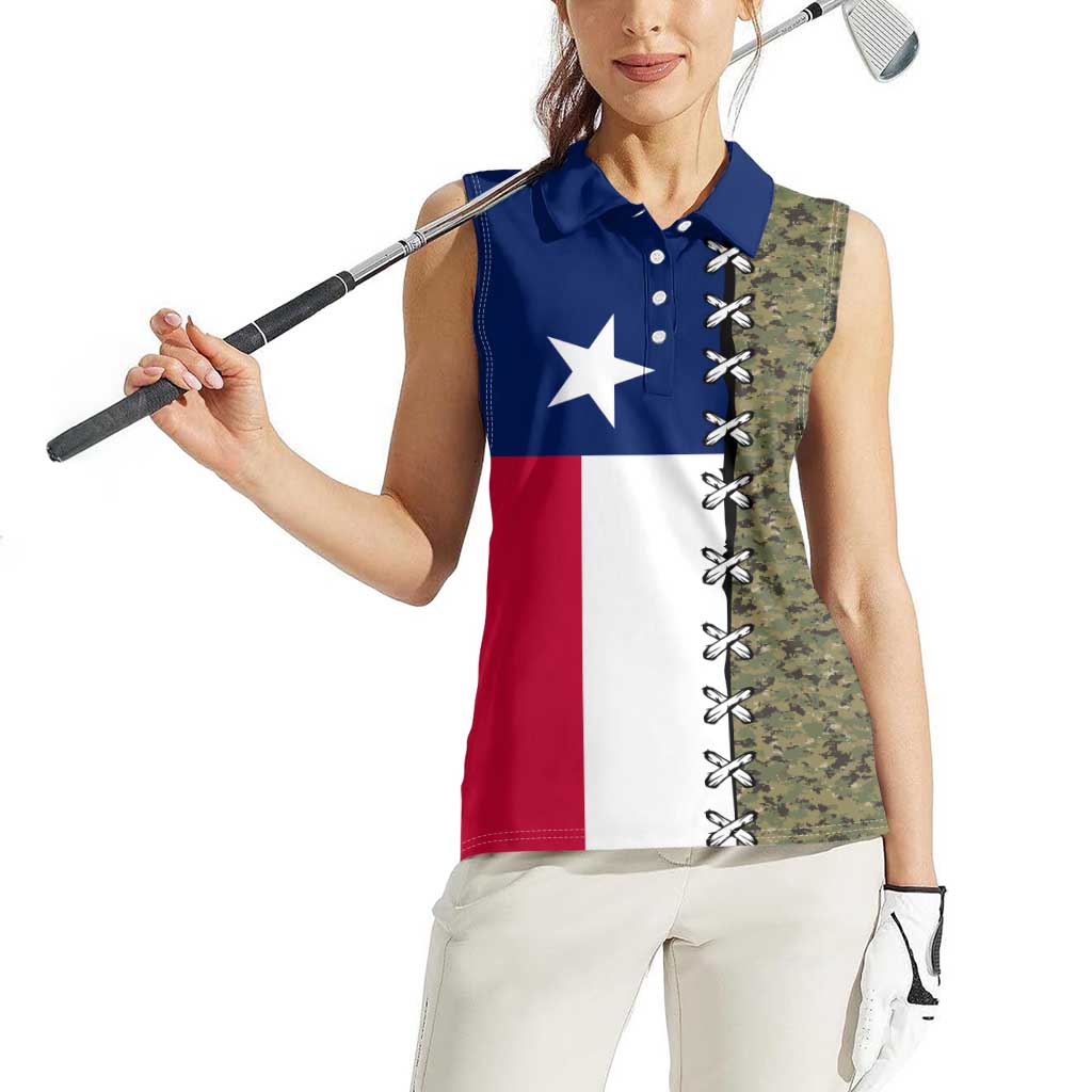 Christmas Texas Camo Women Sleeveless Polo Shirt Xmas Holiday Patterns - Wonder Print Shop