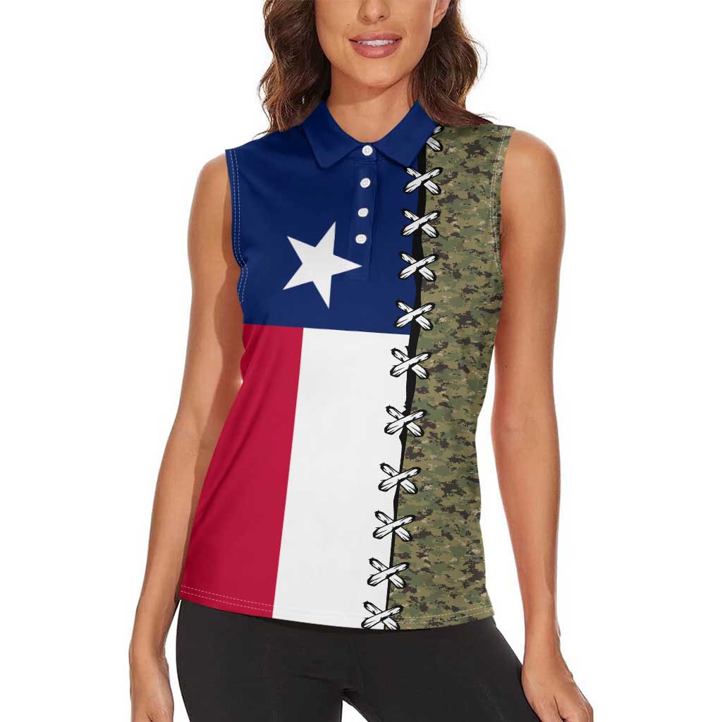 Christmas Texas Camo Women Sleeveless Polo Shirt Xmas Holiday Patterns - Wonder Print Shop