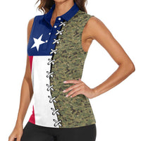 Christmas Texas Camo Women Sleeveless Polo Shirt Xmas Holiday Patterns - Wonder Print Shop