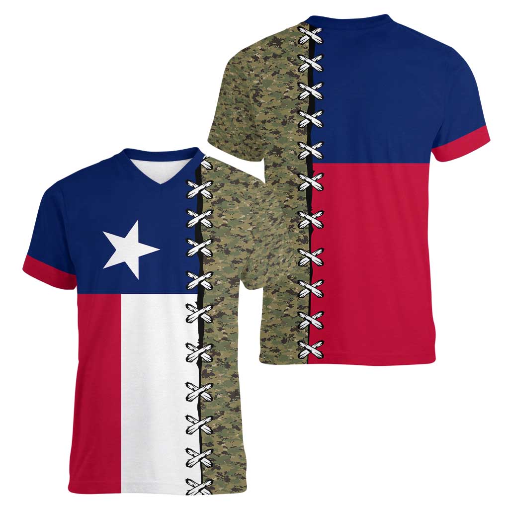Christmas Texas Camo Women V-Neck T-Shirt Xmas Holiday Patterns - Wonder Print Shop