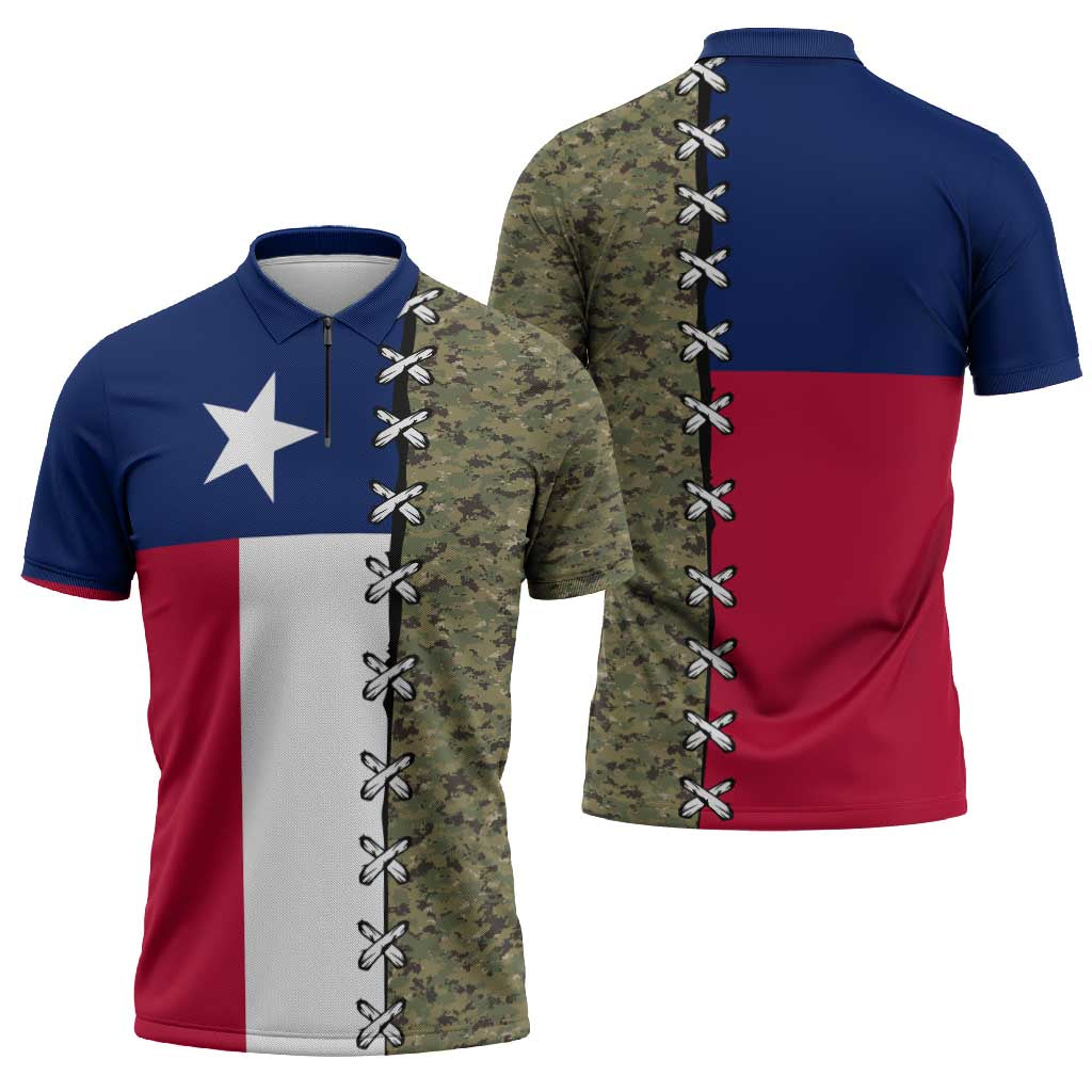 Christmas Texas Camo Zipper Polo Shirt Xmas Holiday Patterns - Wonder Print Shop