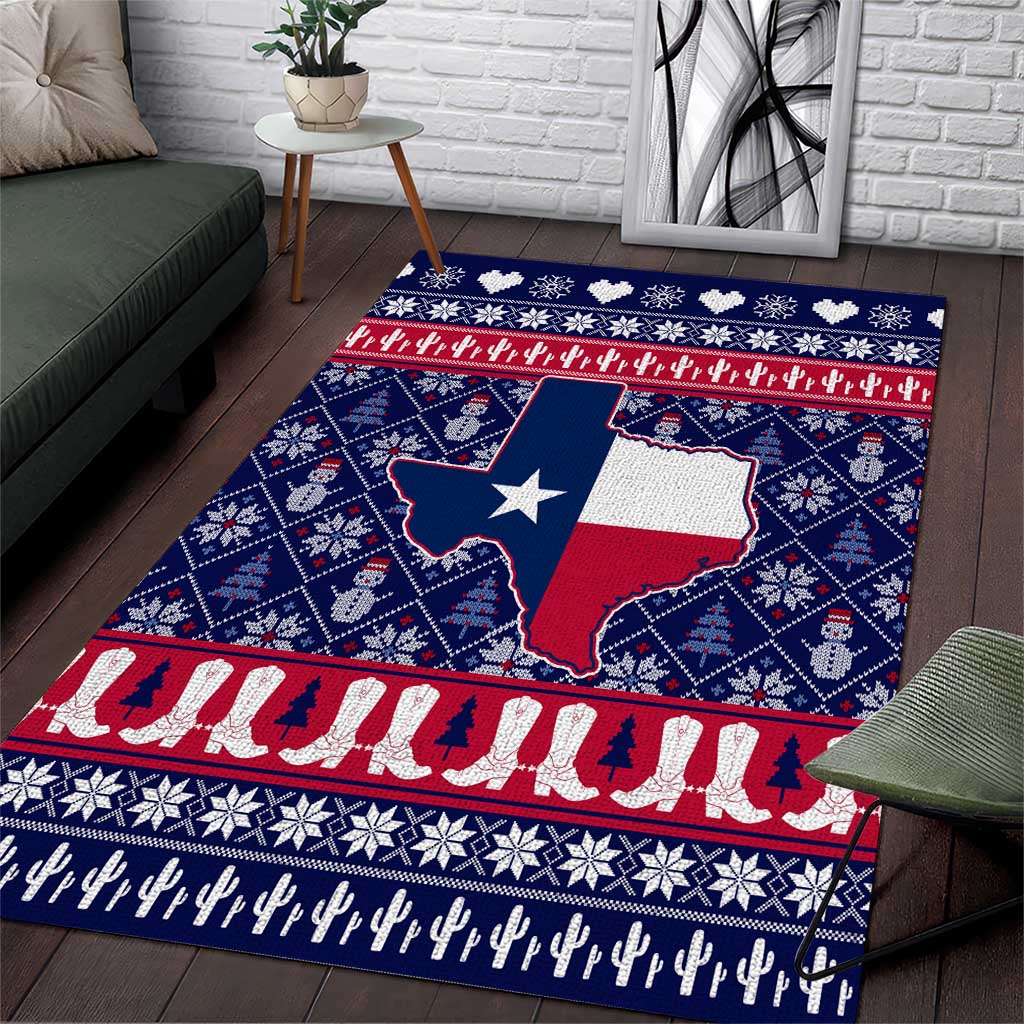 Christmas Texas Map Symbols Area Rug Xmas Holiday Patterns - Wonder Print Shop