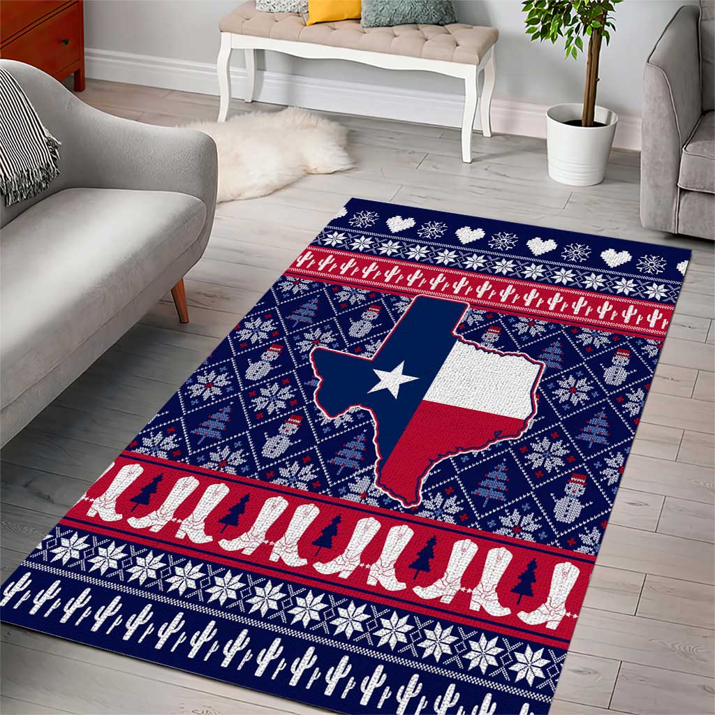 Christmas Texas Map Symbols Area Rug Xmas Holiday Patterns - Wonder Print Shop