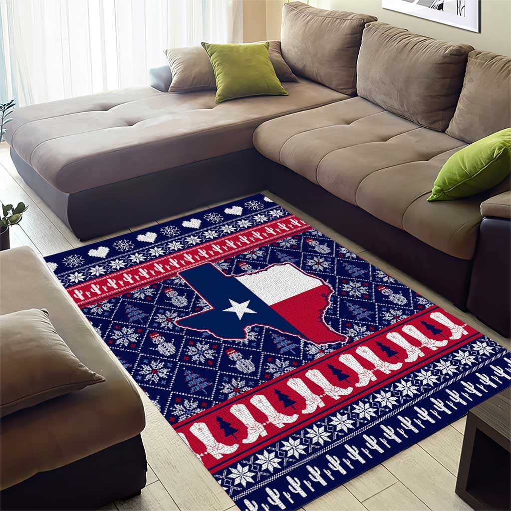 Christmas Texas Map Symbols Area Rug Xmas Holiday Patterns - Wonder Print Shop